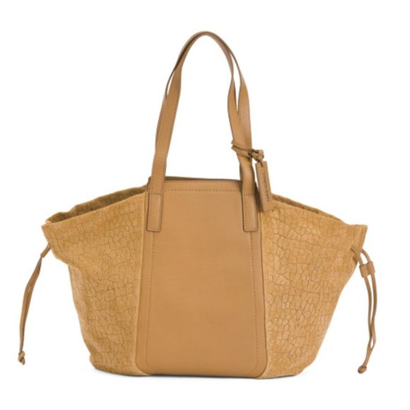 NWT Fabia Leather & Embossed Suede Tote